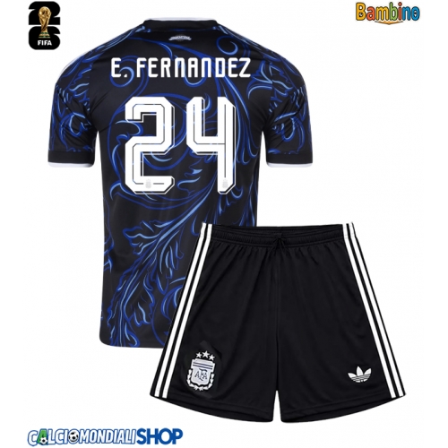 Maglie da calcio Argentina Enzo Fernandez #24 Seconda Maglia Bambino Mondiali 2026  Manica Corta + Pantaloni corti)